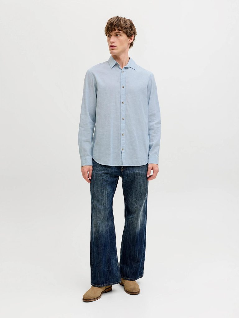 JJESUMMER LINEN BLEND SHIRT CELESTIAL BLUE