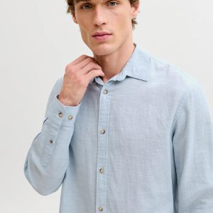 JJESUMMER LINEN BLEND SHIRT CELESTIAL BLUE - Image 4