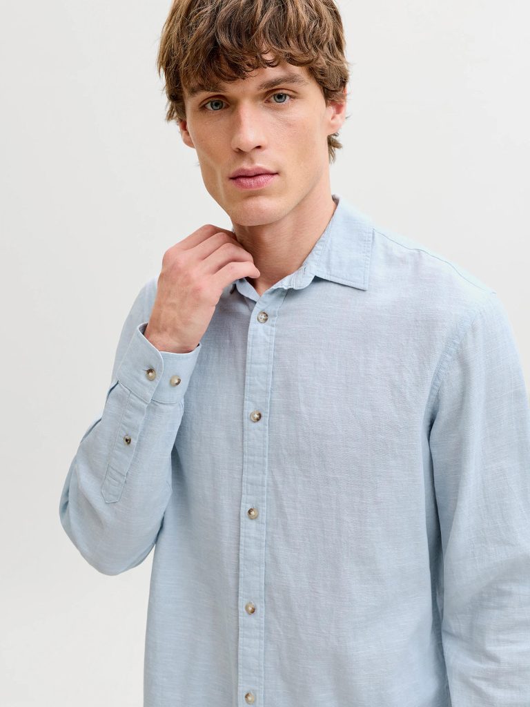 JJESUMMER LINEN BLEND SHIRT CELESTIAL BLUE