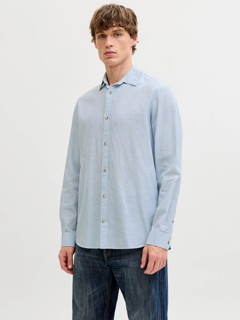 JJESUMMER LINEN BLEND SHIRT CELESTIAL BLUE