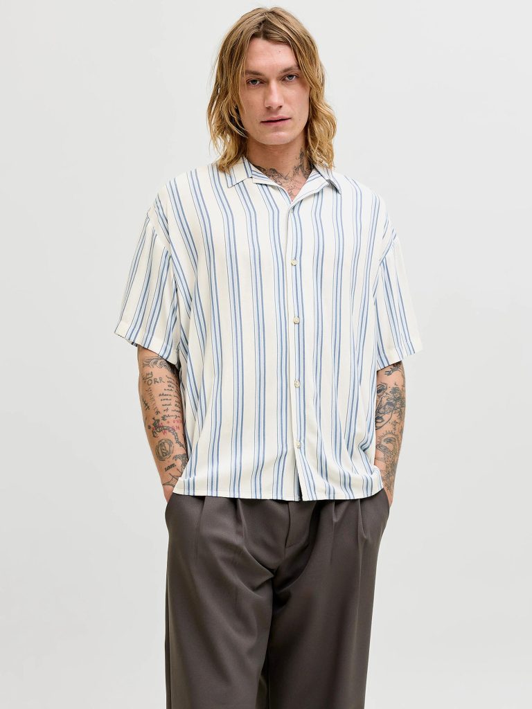 JJEJEFF RESORT STRIPE SHIRT CELESTIAL BLUE