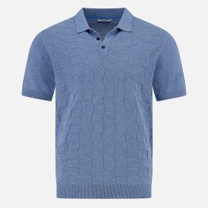 POLO KNITTED STRUCTURE JEANS BLUE – Image 1