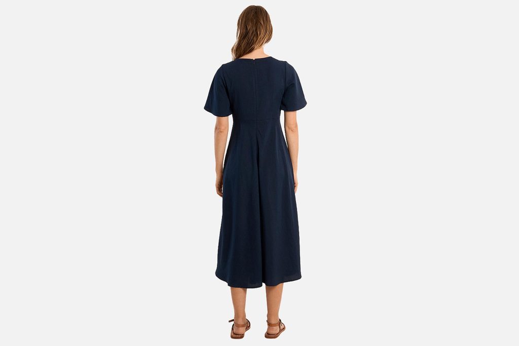 ROBE LONGUE COL V NAVY BLUE