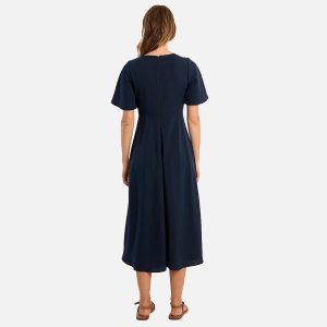 ROBE LONGUE COL V NAVY BLUE - Image 2