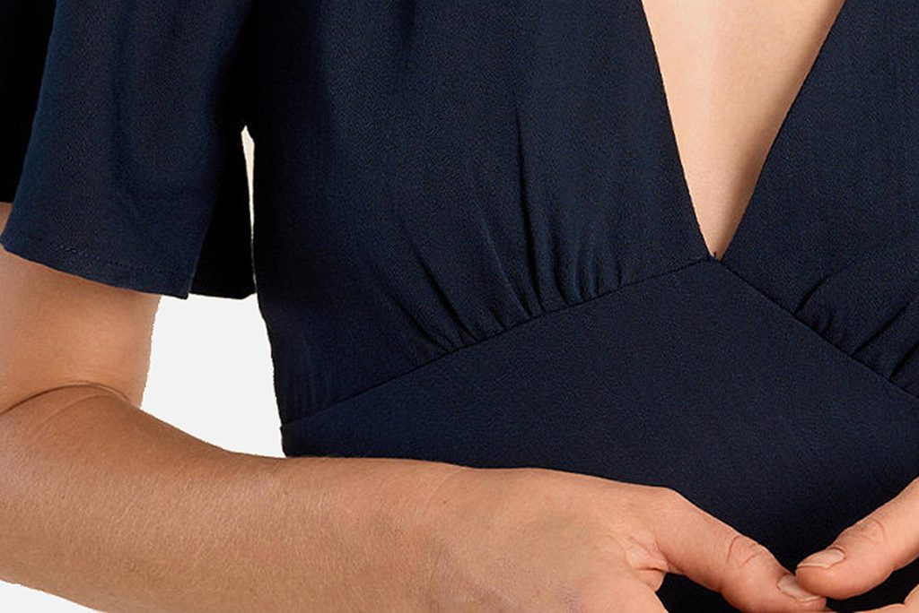 ROBE LONGUE COL V NAVY BLUE