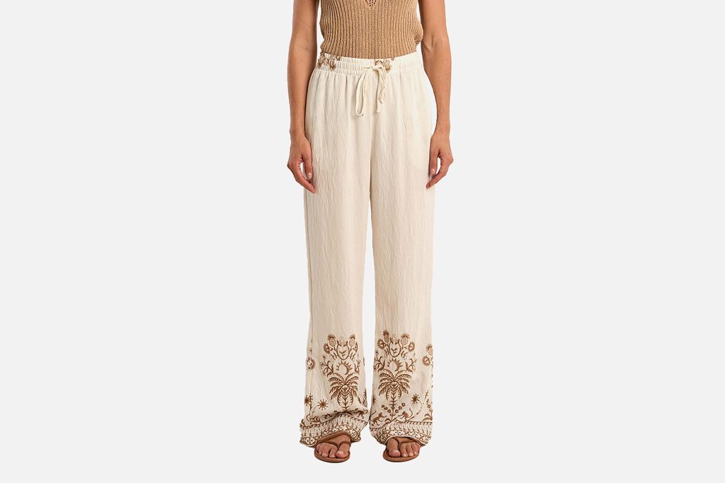 PANTALON MOLLY ECRU BEIGE BRODE