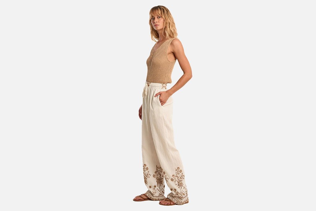 PANTALON MOLLY ECRU BEIGE BRODE