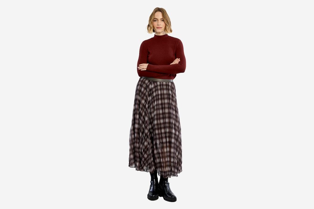JUPE LILI MAXI CHECKS CHOCOLATE