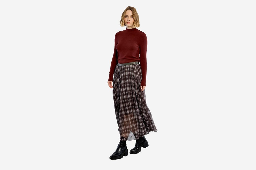JUPE LILI MAXI CHECKS CHOCOLATE