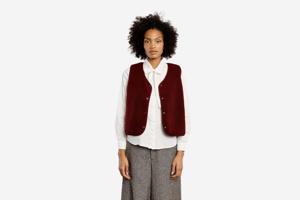 VEST LILI SM IMITATION MOUTON DARK RED
