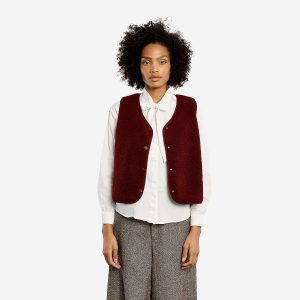 VEST LILI SM IMITATION MOUTON DARK RED – Image 1
