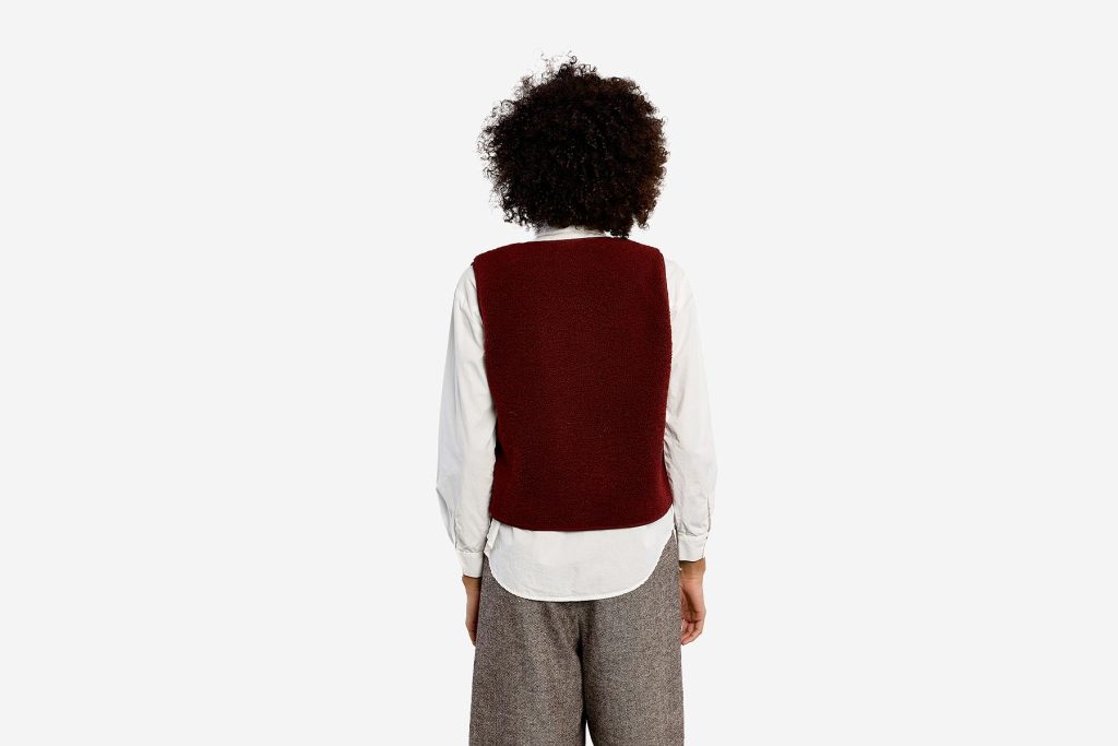 VEST LILI SM IMITATION MOUTON DARK RED
