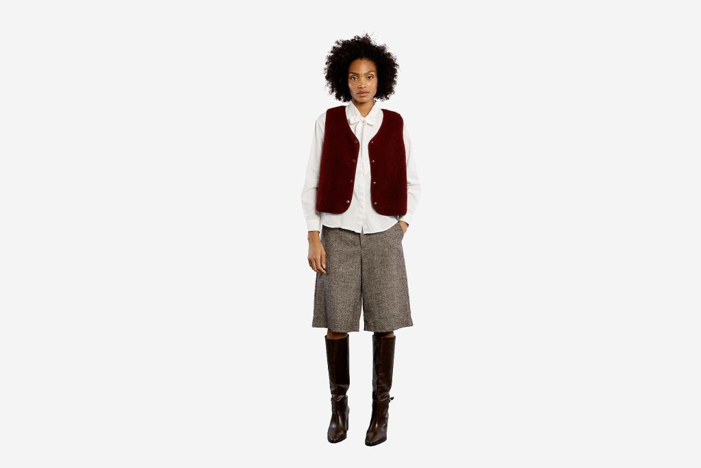VEST LILI SM IMITATION MOUTON DARK RED