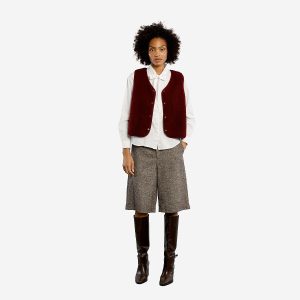 VEST LILI SM IMITATION MOUTON DARK RED – Image 3