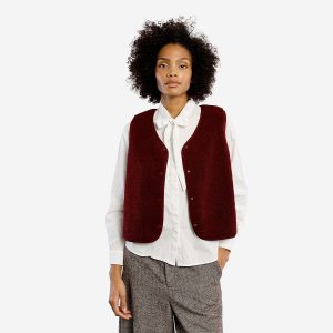 VEST LILI SM IMITATION MOUTON DARK RED – Image 4