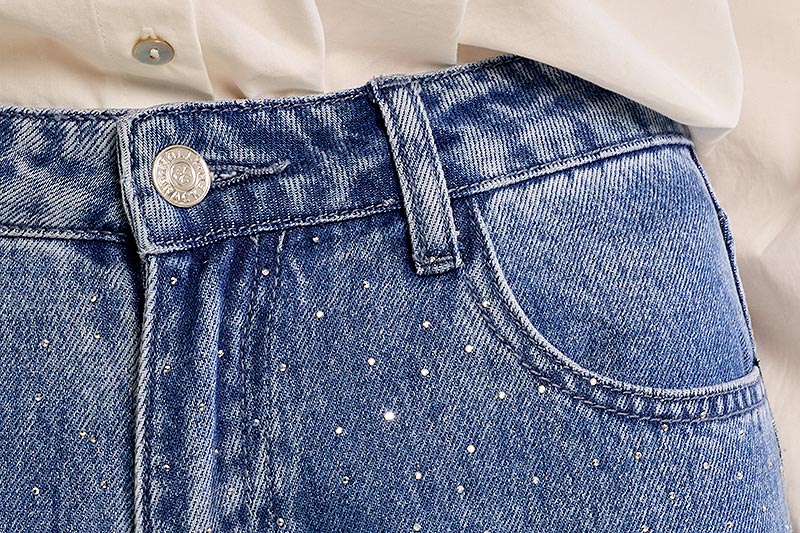 WOVEN PANTALON JEAN BLEU