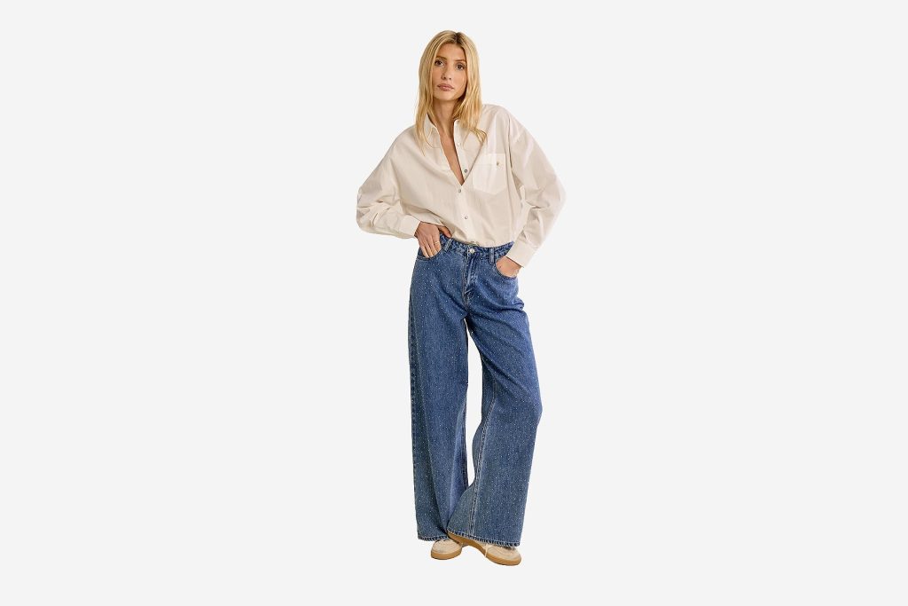 WOVEN PANTALON JEAN BLEU
