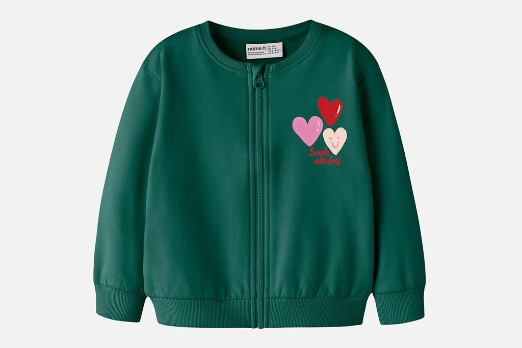 NMFLAUFEY LS NREG SWEAT CARD EVERGREEN