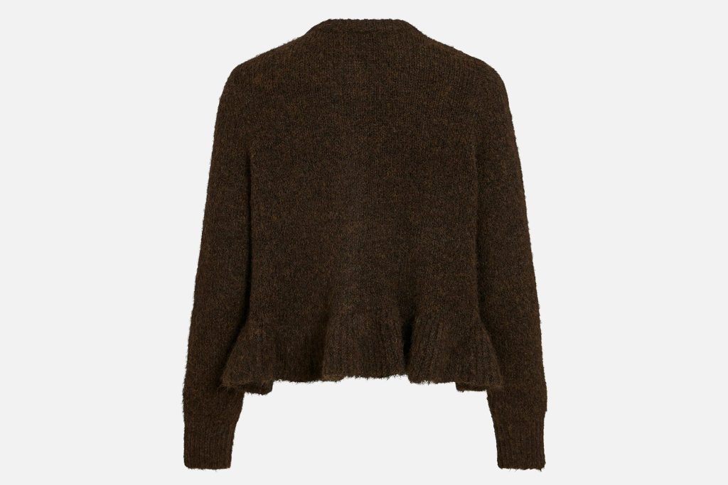 VIBOWS LS FLOUNCE KNIT CARDIGAN COFFE BEAN