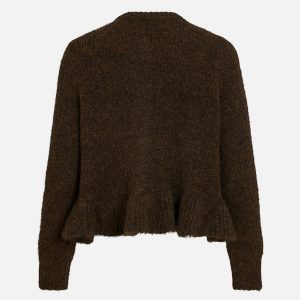 VIBOWS LS FLOUNCE KNIT CARDIGAN COFFE BEAN – Image 2