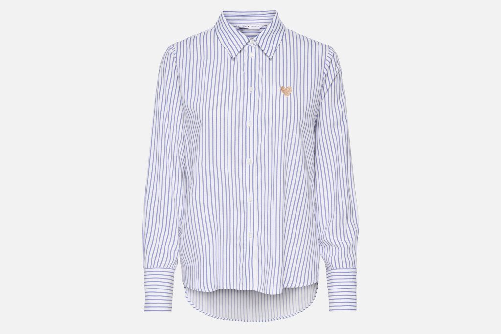 ONLBERIT HEART LS SHIRT CLOUD DANCER BLUE STRIPES