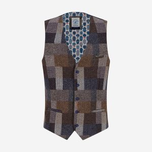 WAISTCOAT BOLD CHECK NAVY – Image 1