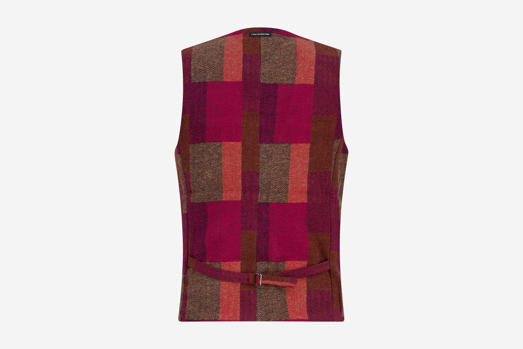 WAISTCOAT BOLD CHECK BURGUNDY