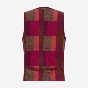 WAISTCOAT BOLD CHECK BURGUNDY – Image 2