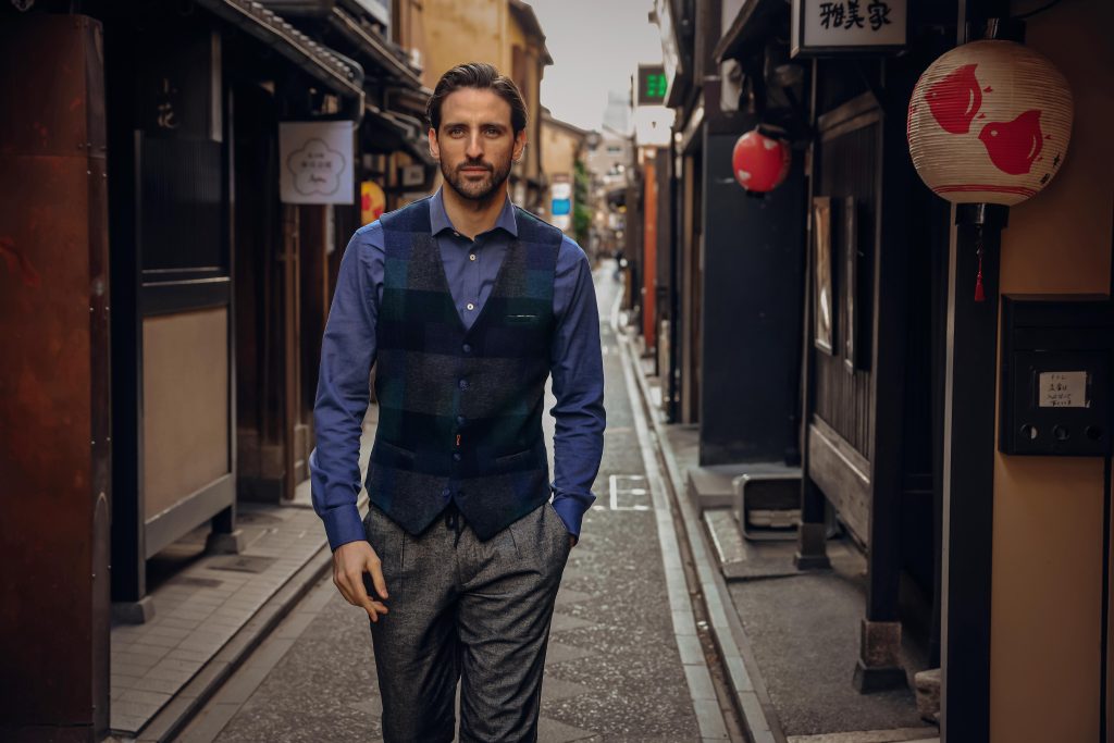 WAISTCOAT BOLD CHECK DARK GREEN