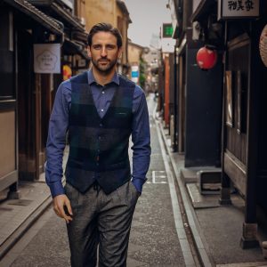 WAISTCOAT BOLD CHECK DARK GREEN – Image 3