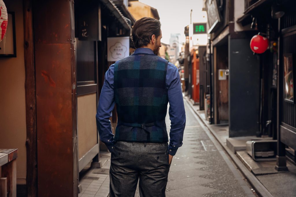 WAISTCOAT BOLD CHECK DARK GREEN