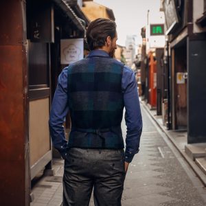 WAISTCOAT BOLD CHECK DARK GREEN – Image 4