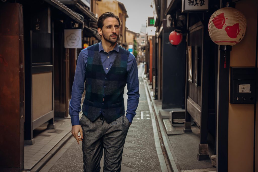WAISTCOAT BOLD CHECK DARK GREEN