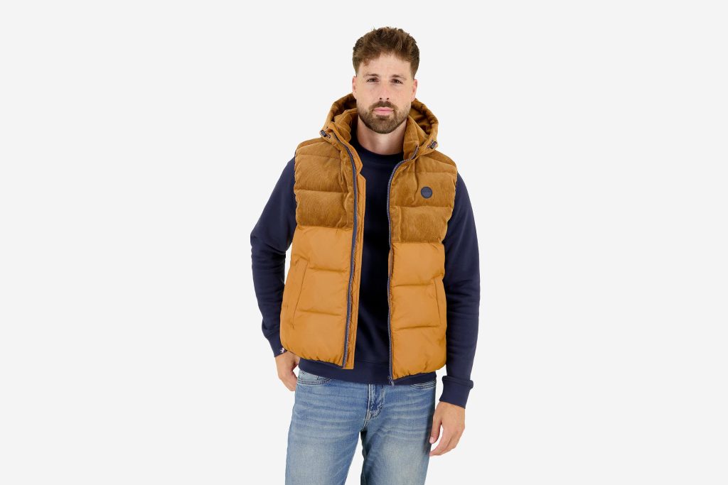 BODYWARMER RIB COGNAC