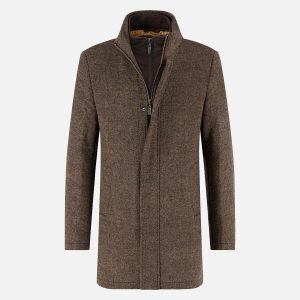 FUNNEL NECK COAT CHOCOLAT BROWN - Image 1