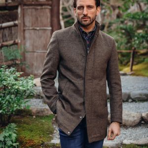 FUNNEL NECK COAT CHOCOLAT BROWN - Image 3