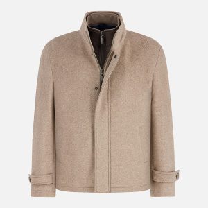 SHORT FUNNEL NECK COAT SAND - Image 1