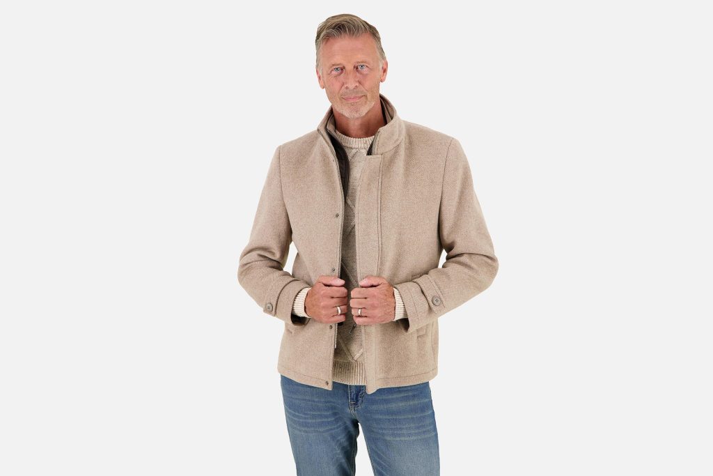 SHORT FUNNEL NECK COAT SAND