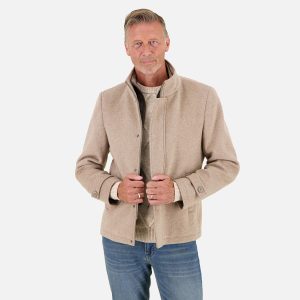 SHORT FUNNEL NECK COAT SAND - Image 3