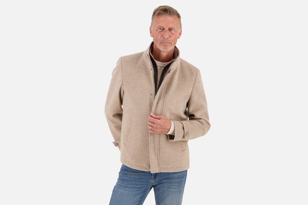 SHORT FUNNEL NECK COAT SAND