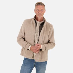 SHORT FUNNEL NECK COAT SAND - Image 5