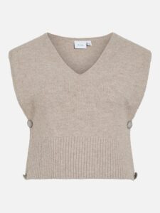 VILYLA SL VNECK DETAIL KNIT NATURAL MELANGE