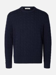 SLMBRAUN KNIT CABLE CREW  NAVY BLAZER