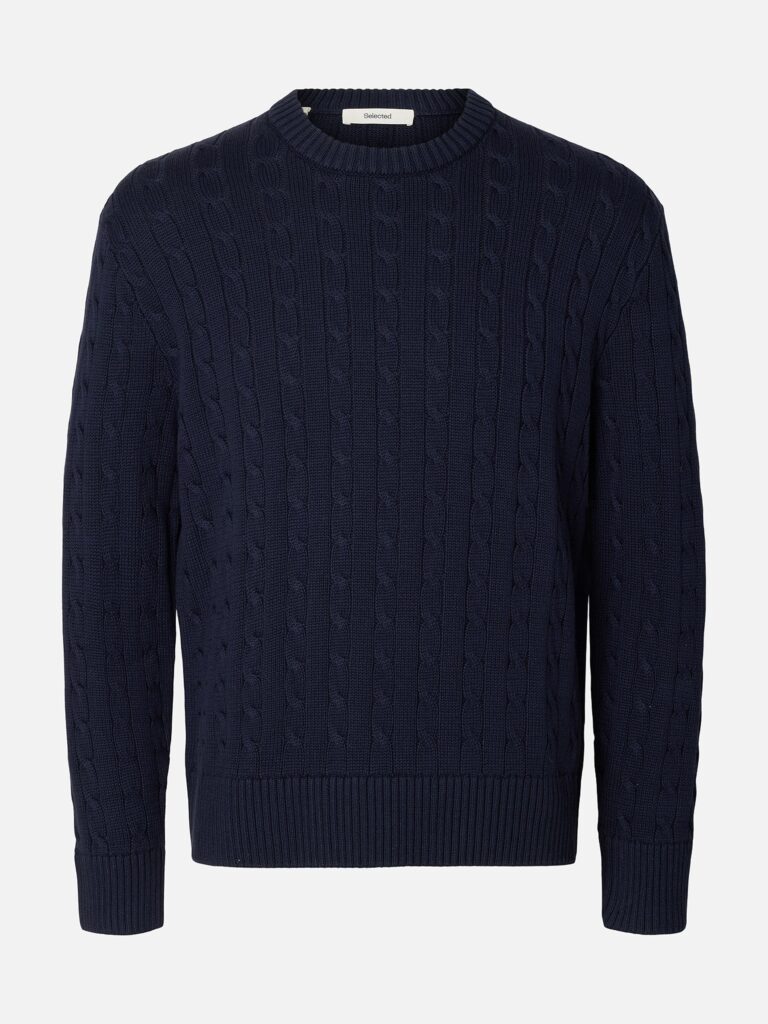SLMBRAUN KNIT CABLE CREW  NAVY BLAZER