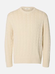SLMBRAUN KNIT CABLE CREW  BIRCH