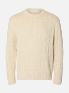 SLMBRAUN KNIT CABLE CREW  BIRCH