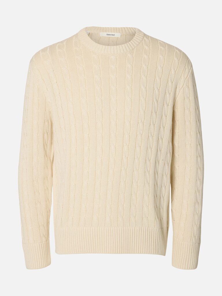 SLMBRAUN KNIT CABLE CREW  BIRCH