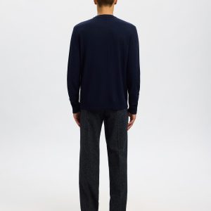 SLHTRAY MERINO BRUSHED CREW NAVY - Image 2