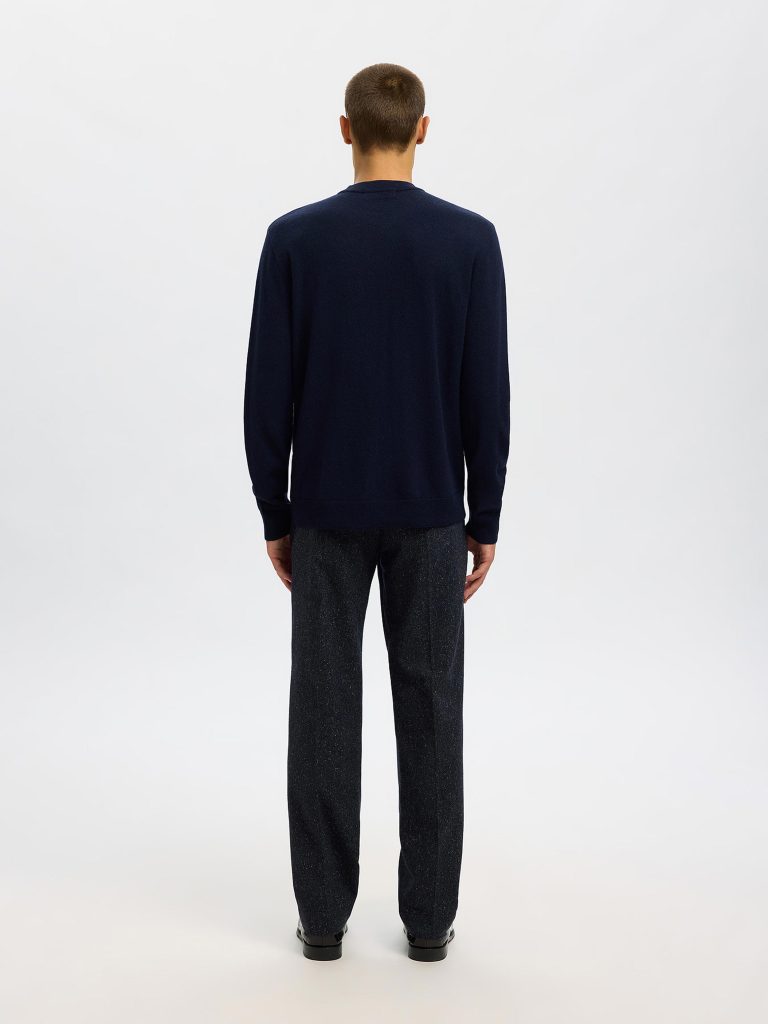 SLHTRAY MERINO BRUSHED CREW NAVY