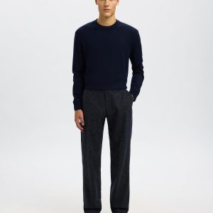 SLHTRAY MERINO BRUSHED CREW NAVY - Image 3